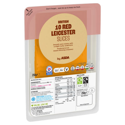 ASDA 10 Sliced Red Leicester British Cheese 250g
