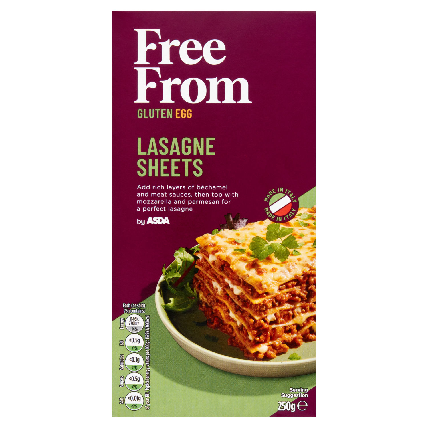 ASDA Free From Lasagne Sheets 250g