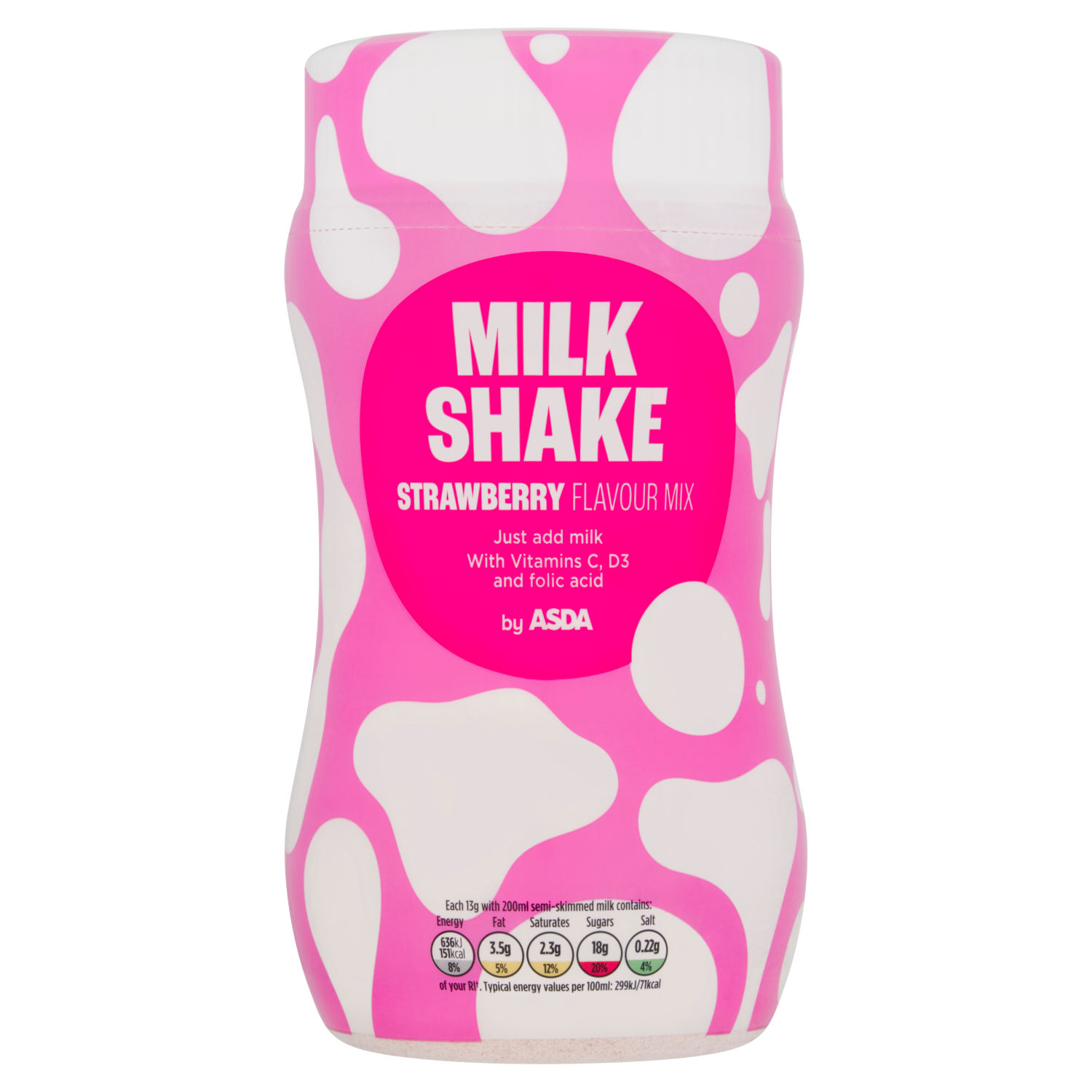 Strawberry Flavour Milk Shake Mix Powder Fortified with Vitamins 300g