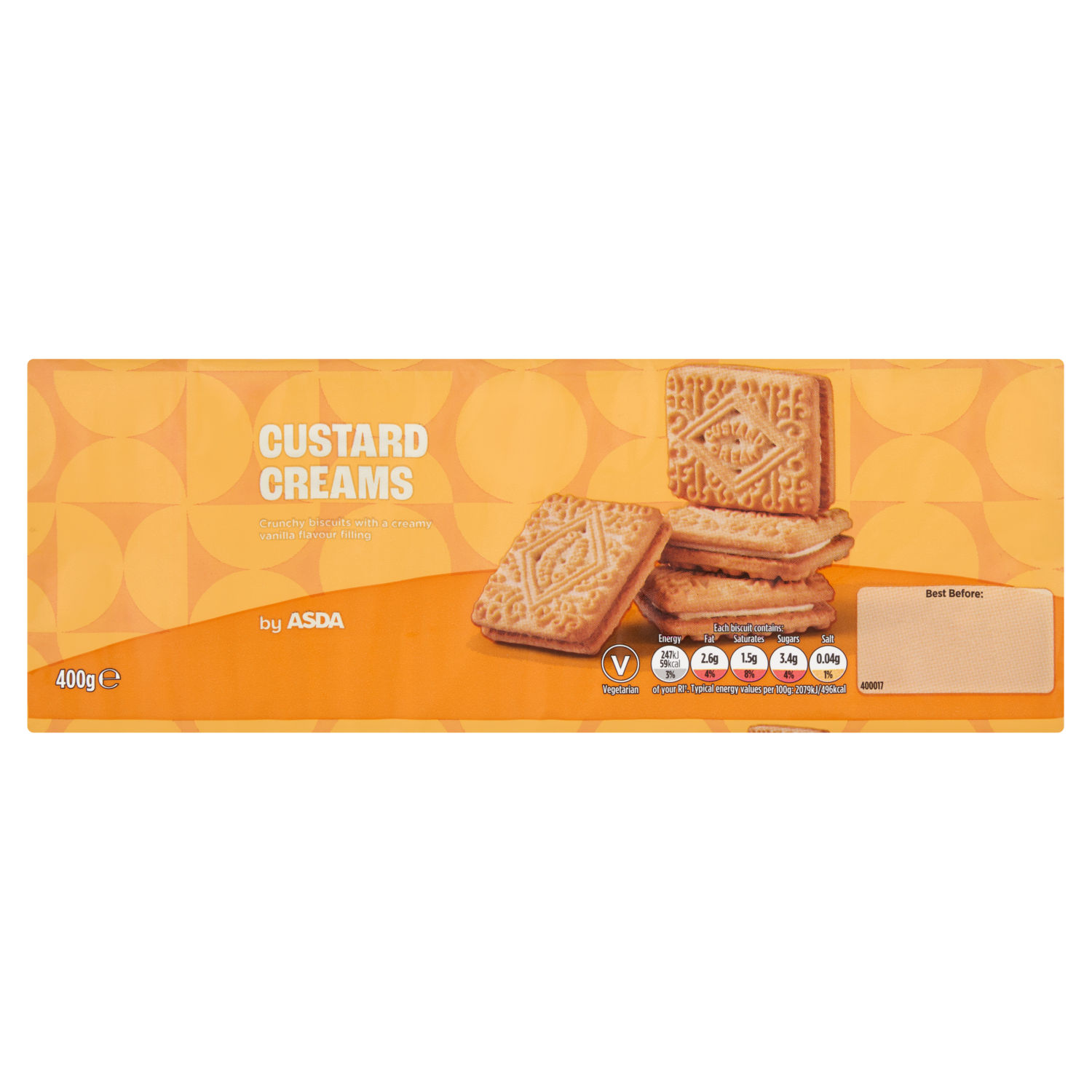 ASDA Custard Creams Vanilla Filled Biscuits 400g