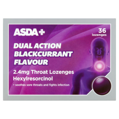 ASDA Dual Action Blackcurrant Flavour 36 Lozenges