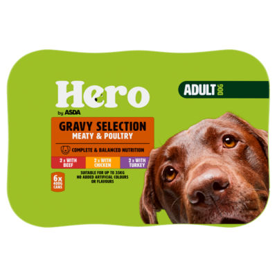 Hero by ASDA Hero Adult Dog Gravy Selection Meaty & Poultry 6 x 400g (2.4kg)