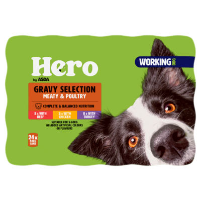 Hero by ASDA Hero Working Dog Meat & Poultry Gravy Selection 24 x 400g (9.6kg)