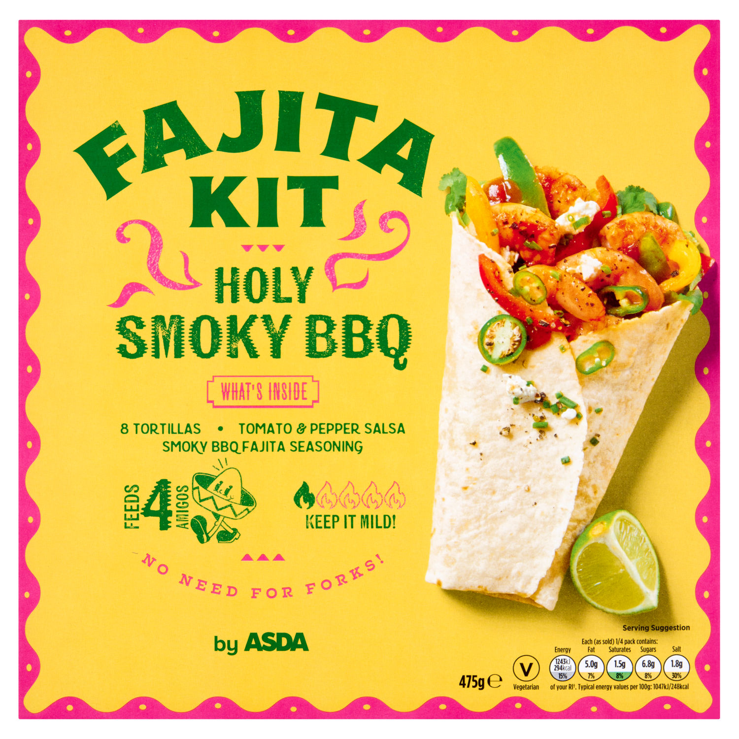 ASDA Fajita Kit Holy Smoky BBQ Meal Kit 475g