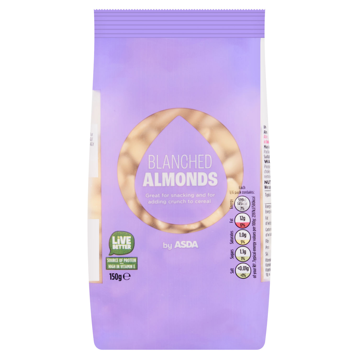 ASDA Blanched Almonds Snack 150g