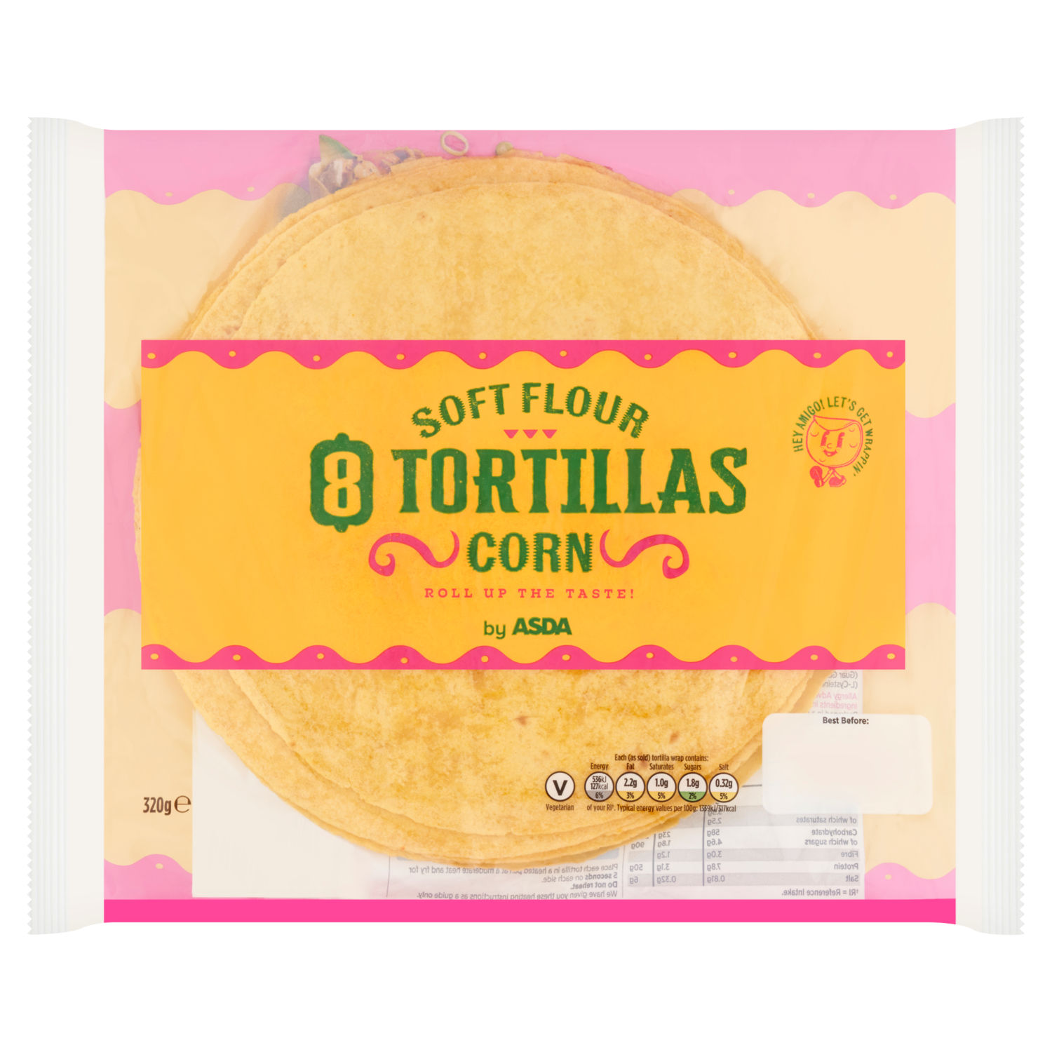ASDA 8 Corn Tortilla Wraps 320g