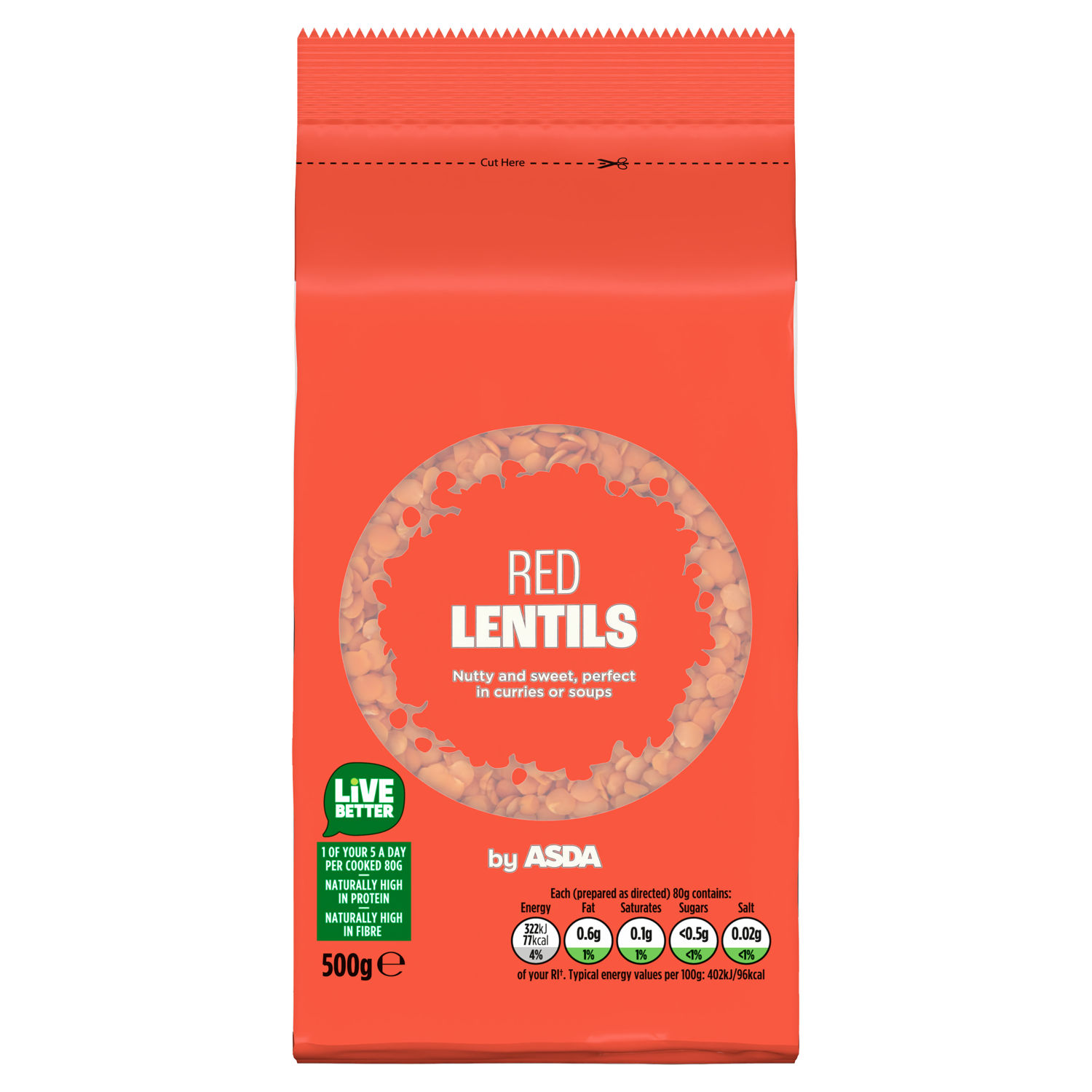 ASDA Red Lentils Dried Lentils 500g