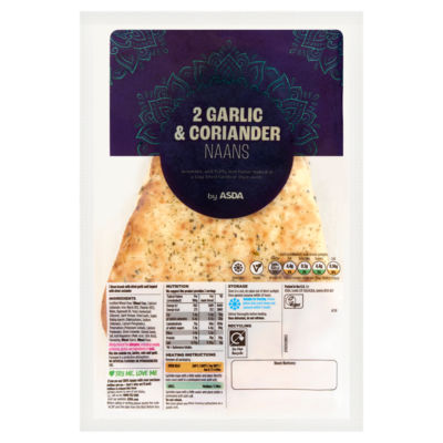 ASDA 2 Garlic & Coriander Naans