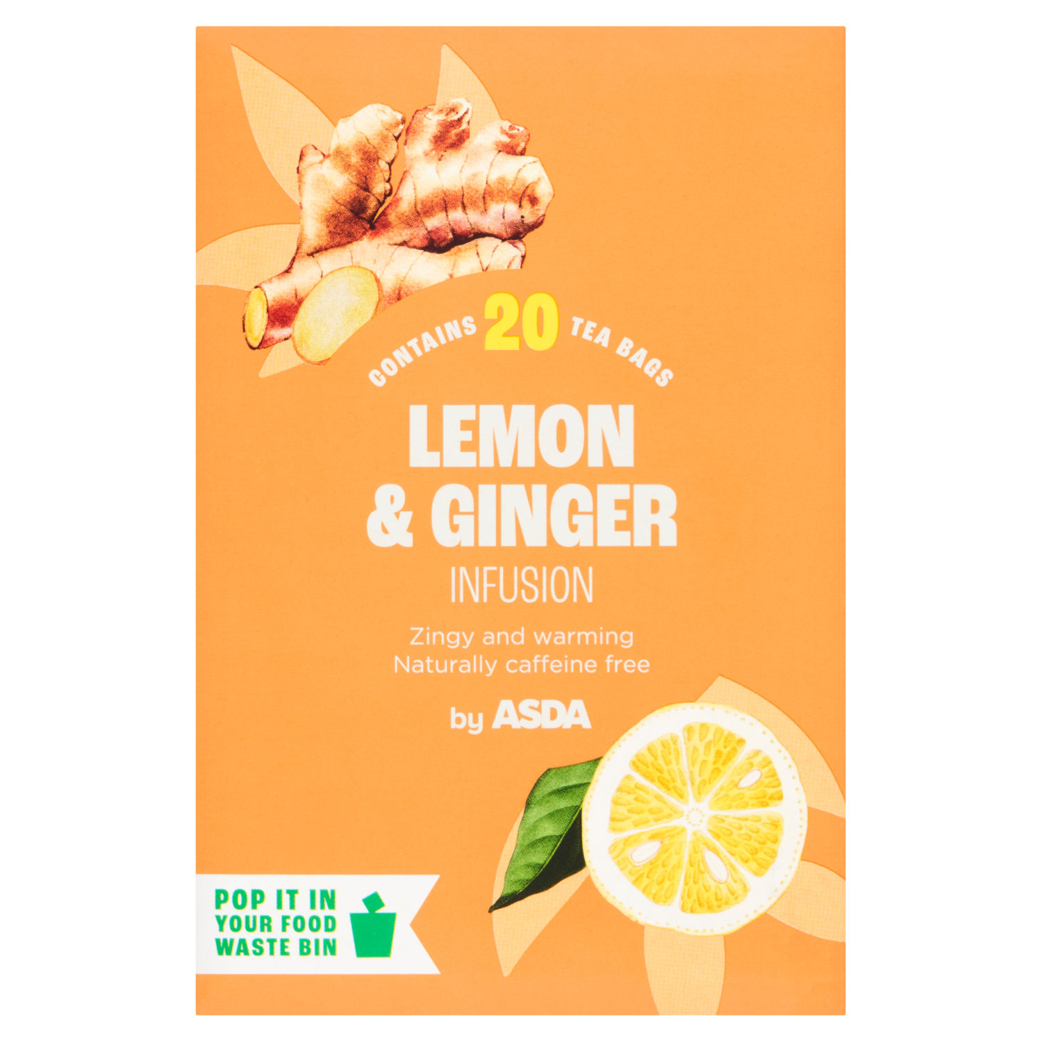 ASDA 20 Lemon & Ginger Infusion Herbal Tea Bags 40g