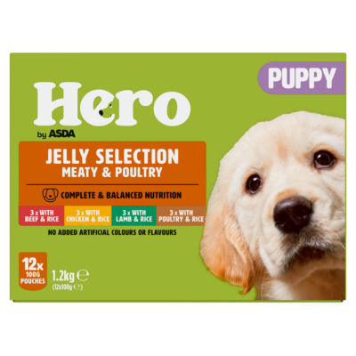 Hero by ASDA Hero Jelly Selection Meaty & Poultry Puppy 12 x 100g (1.2kg)