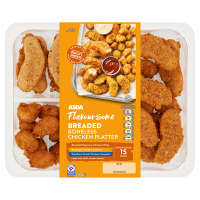 ASDA Flavoursome Breaded Boneless Chicken Platter 600g