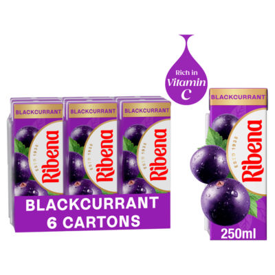 Ribena Blackcurrant Juice Drink Cartons 6X250ml