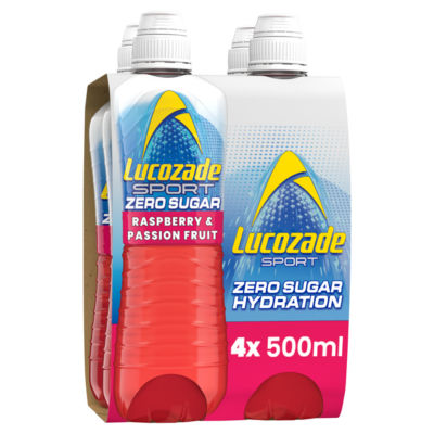 Lucozade Sport  Drink Zero Sugar Raspberry & Passion Fruit 4 x 500ml