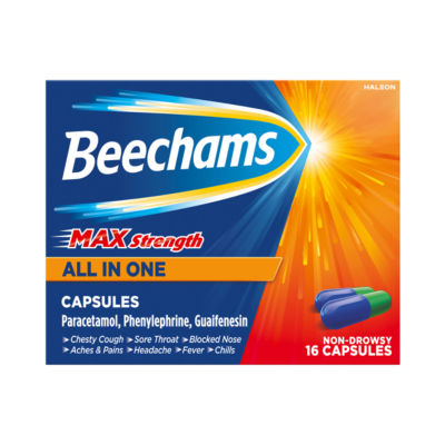 Beechams Max Strength All In One Cold & Flu Capsules 16s