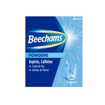 Beechams Cold & Flu Pain Relief Sachets - Aspirin, Caffeine 10s