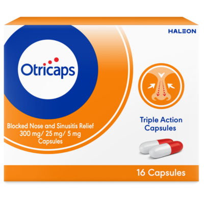 OTRICAPS Blocked Nose & Sinusitis Relief Capsules 30mg/25mg/5mg 16s