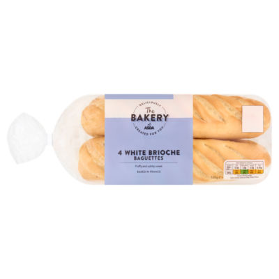 The BAKERY at ASDA The Bakery at  4 White Brioche Baguettes 340g