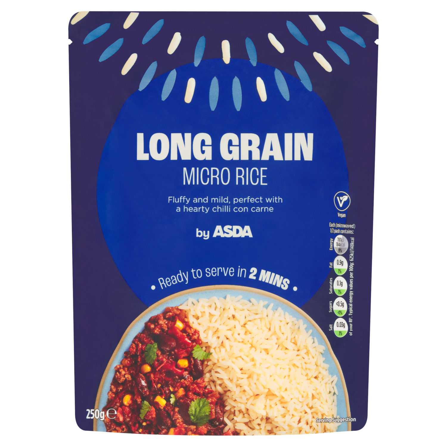 ASDA Long Grain Rice Pouch 250g