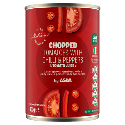 ASDA Chopped Tomatoes with Chilli and Peppers 400g