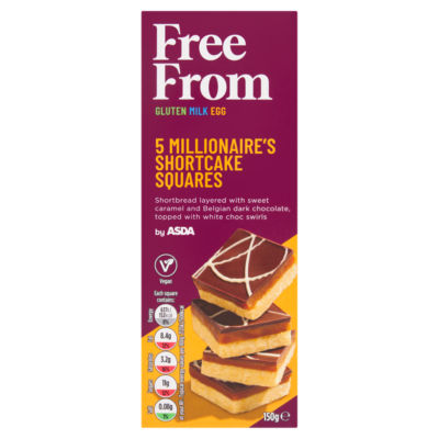 ASDA Free From Free From by  5 Millionaires' Shortcake Squares 150g