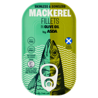 ASDA Mackerel Fillets in Olive Oil 125g