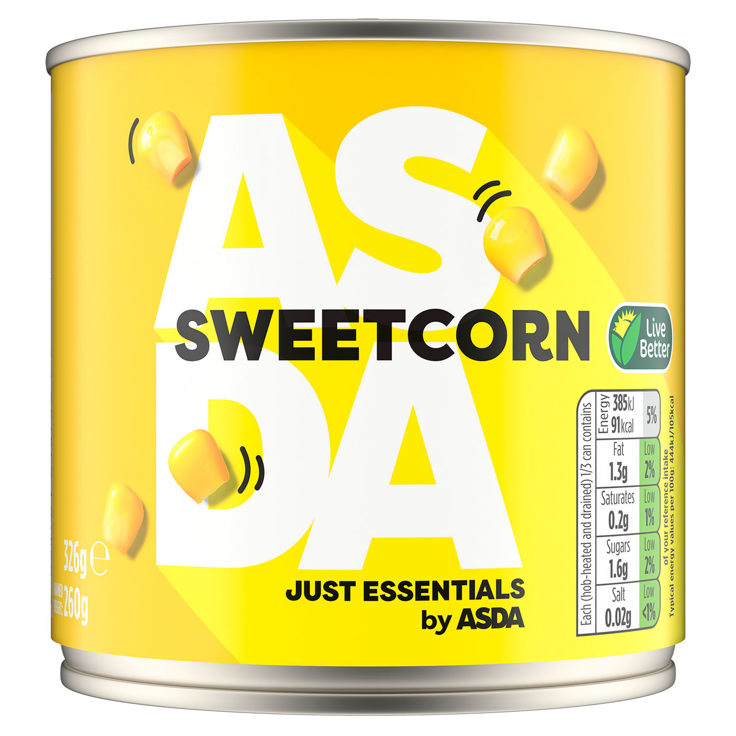 ASDA Just Essentials Sweetcorn in Water 326g