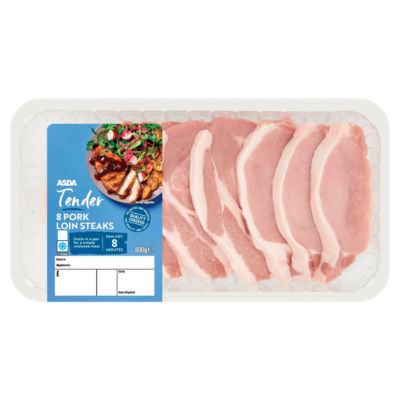 ASDA 8 Tender Pork Loin Steaks 800g
