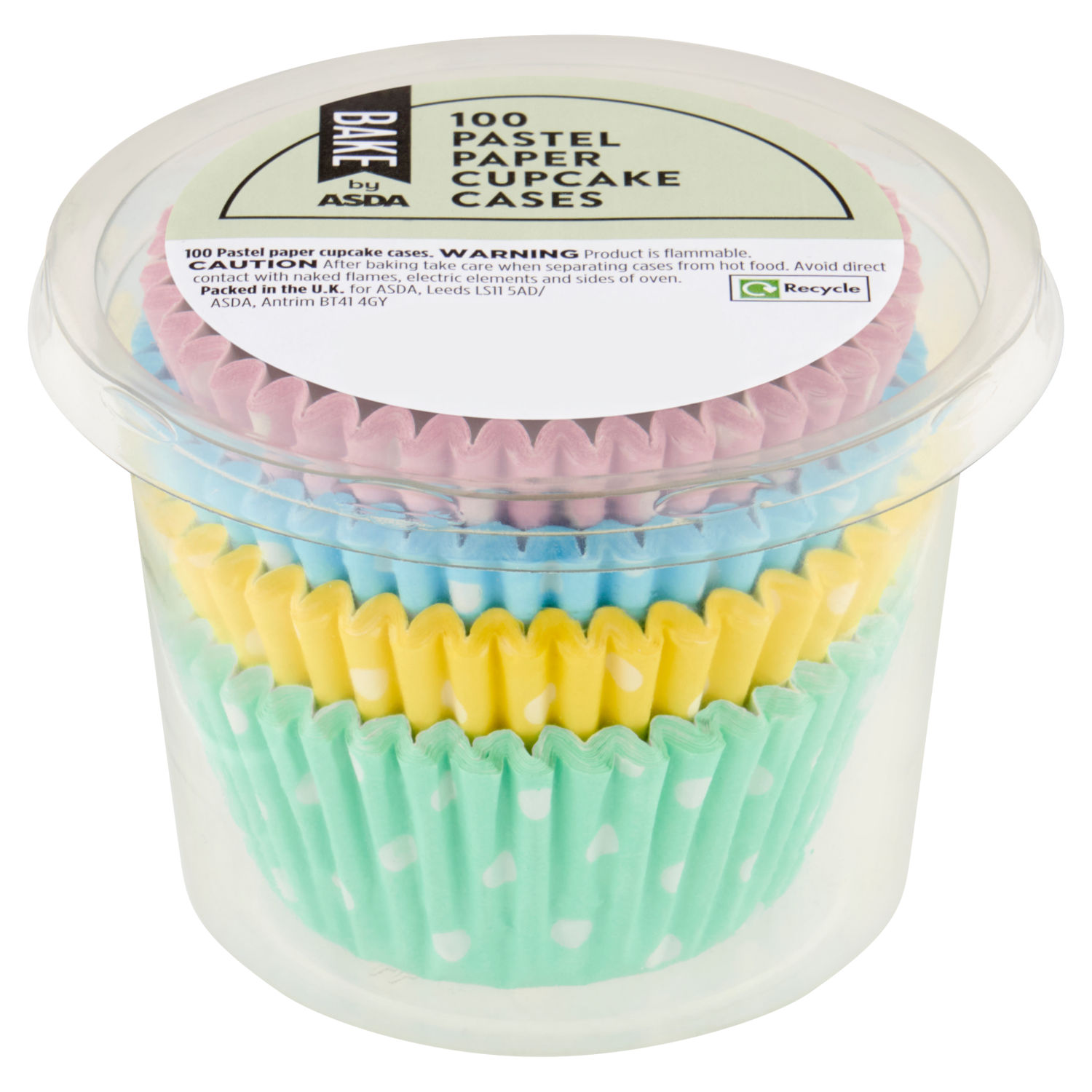 BAKE by ASDA 100 Pastel Paper Cupcake Cases