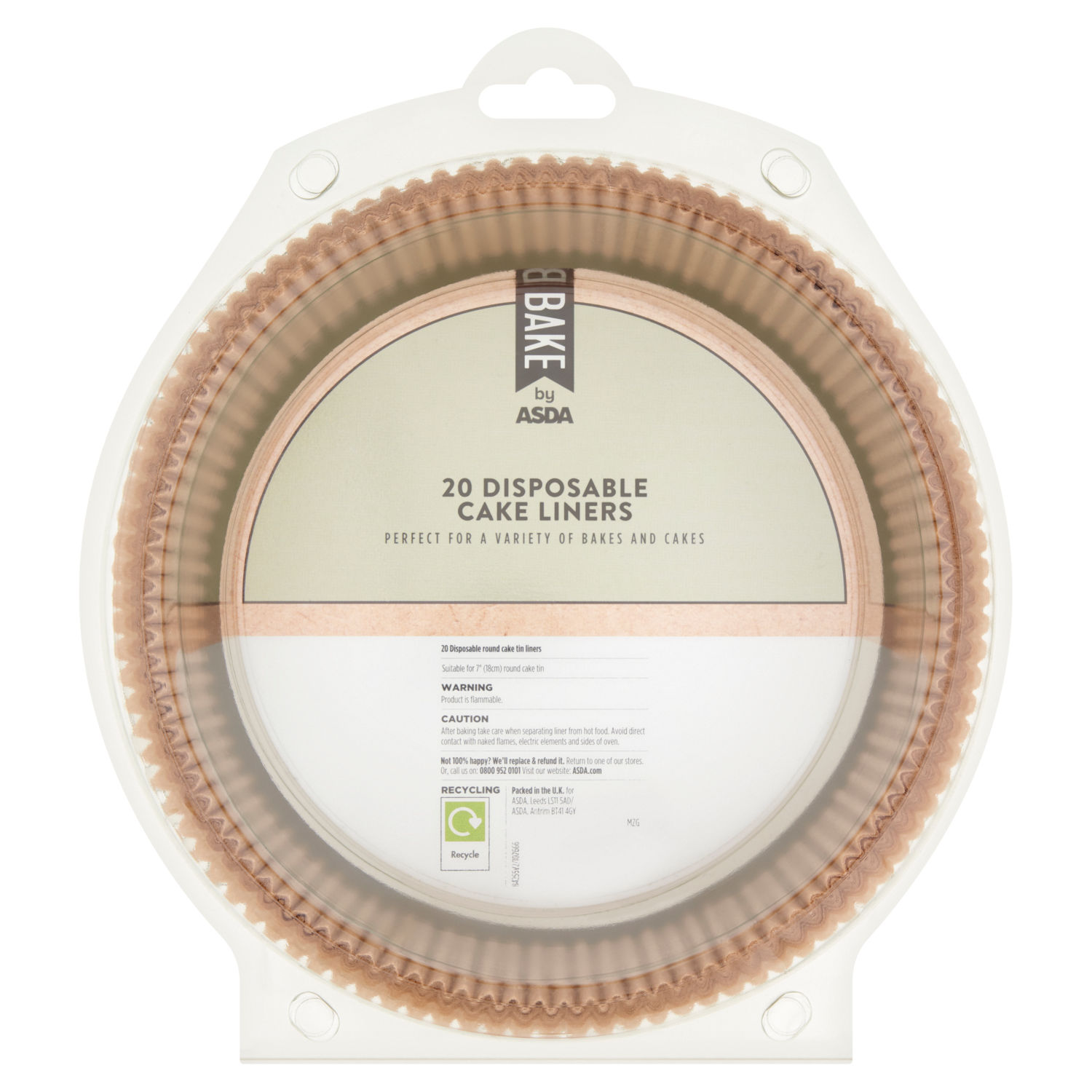 BAKE by ASDA 20 Disposable Cake Liners for 7 Round Cake Tin