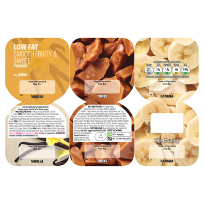 ASDA Low Fat Smooth Fruity & Sweet Yogurt 6 x 125g (750g)