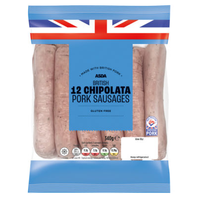 ASDA Flavourful 12 Pork Chipolata Sausages 340g