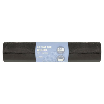 ASDA 10 Flat Top Wheelie Bin Liners 240 Litres