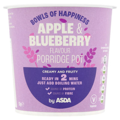 ASDA Apple & Blueberry Flavour Porridge Pot 57g