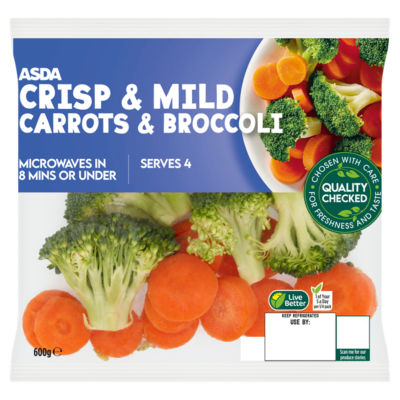 ASDA Crisp & Mild Carrots & Broccoli 600g