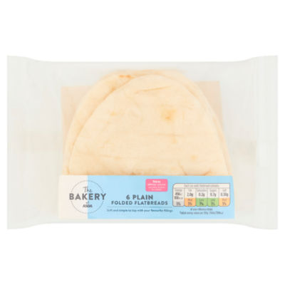 The BAKERY at ASDA The Bakery 6 Plain Folded Flatbreads 210g