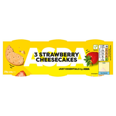 JUST ESSENTIALS by ASDA Just Essentials 3 Strawberry Cheesecakes 3 x 90g (270g)
