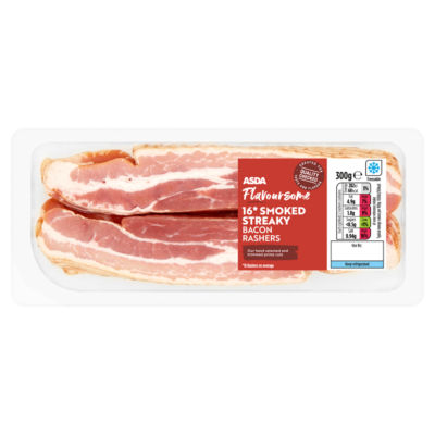 ASDA Flavoursome 16 Smoked Streaky Bacon Rashers 300g