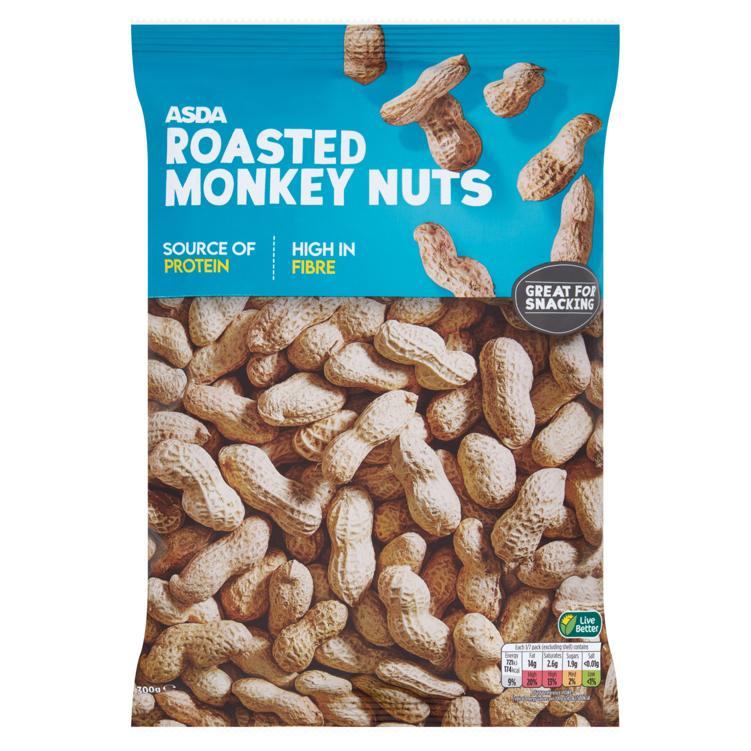 ASDA Roasted Monkey Nuts Peanuts in Shell 300g
