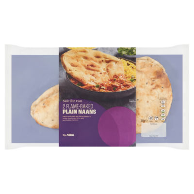 ASDA Side for Two 2 Flame-Baked Plain Naan 320g