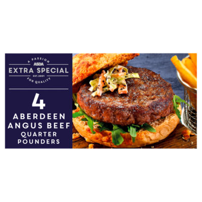 ASDA Extra Special Extra Special 4 Aberdeen Angus Beef Quarter Pounders 454g