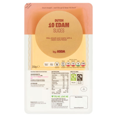 ASDA 10 Dutch Edam Slices 250g