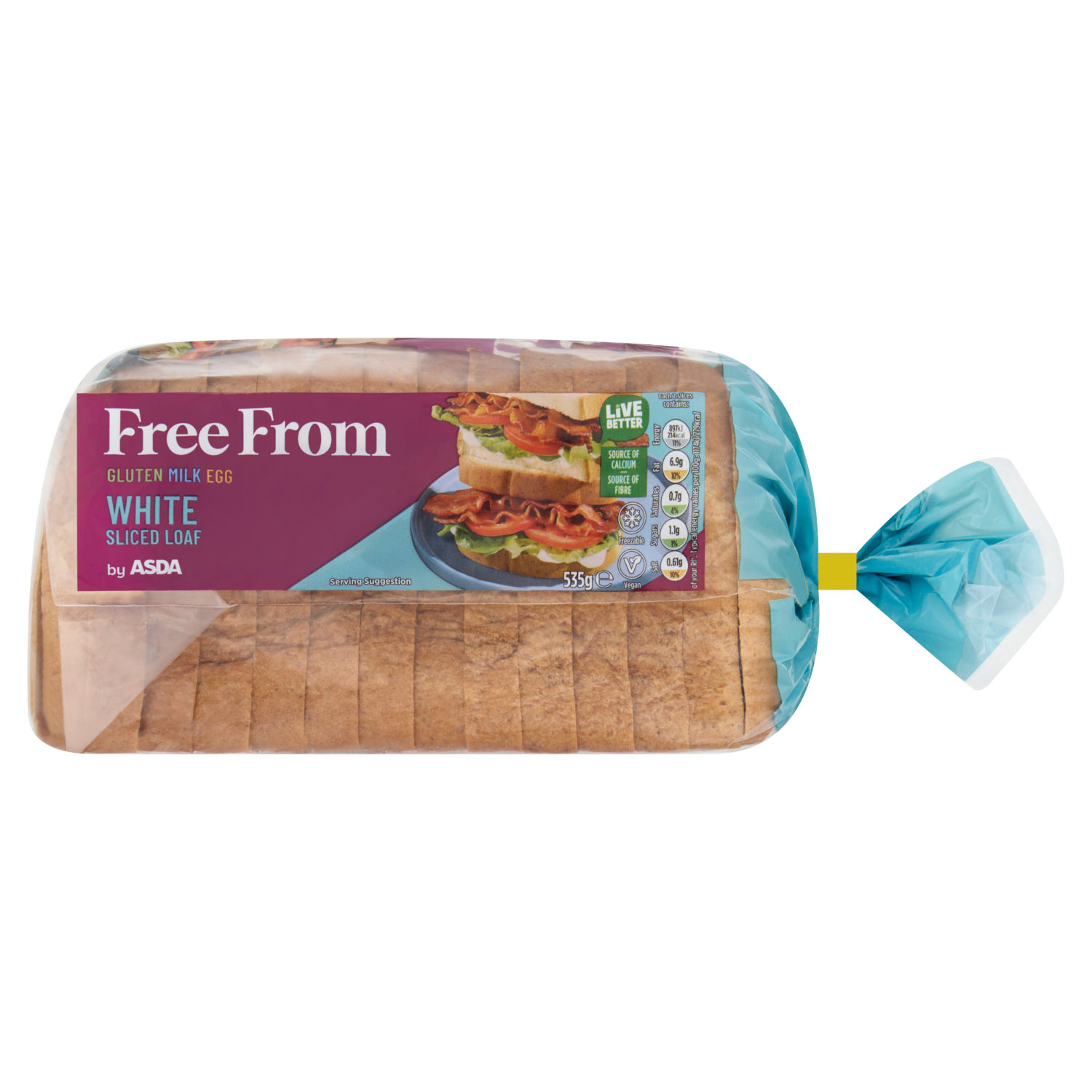 ASDA Free From White Sliced Bread Gluten Free 535g