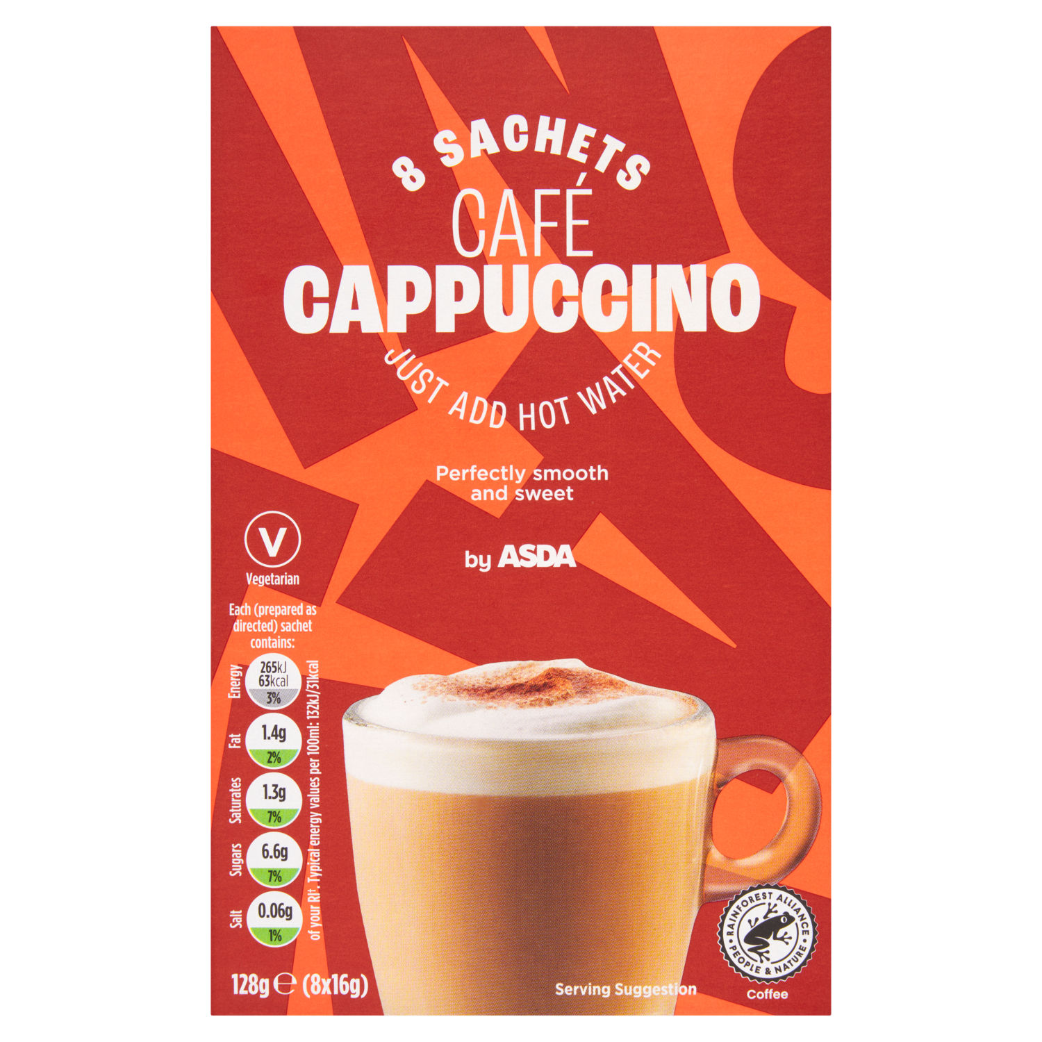 ASDA Café Cappuccino Instant Cappuccino Sachets 128g