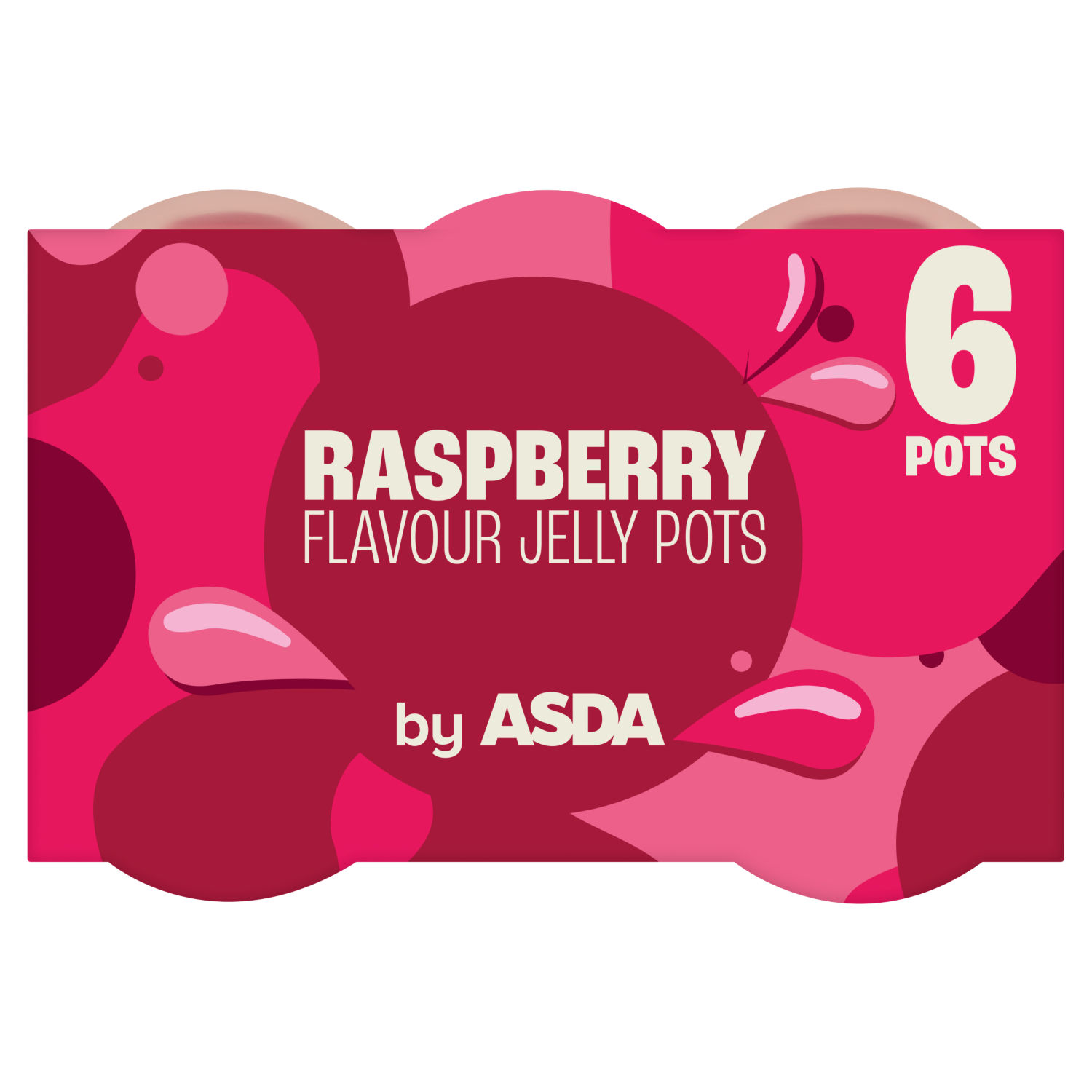 ASDA Raspberry Flavour Jelly Pots Fruit Jelly Snack 6 x 120g (720g)