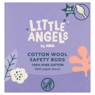 LITTLE ANGELS by ASDA Little Angels 60 Cotton Wool Safety Buds