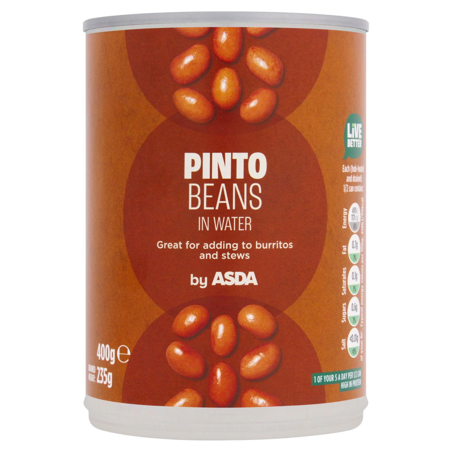 ASDA Pinto Beans in Water British Cooked Beans 400g