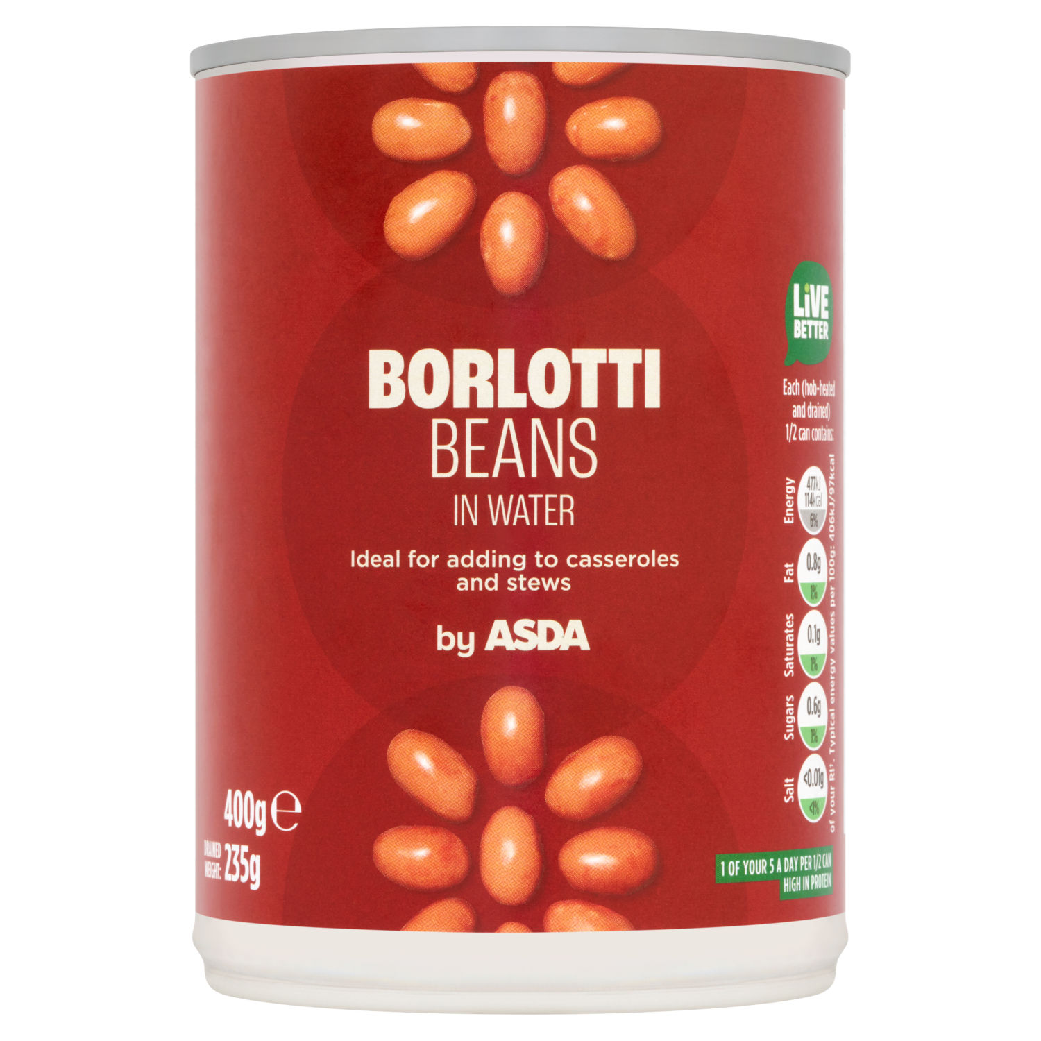 ASDA Borlotti Beans in Water Canned Beans 400g