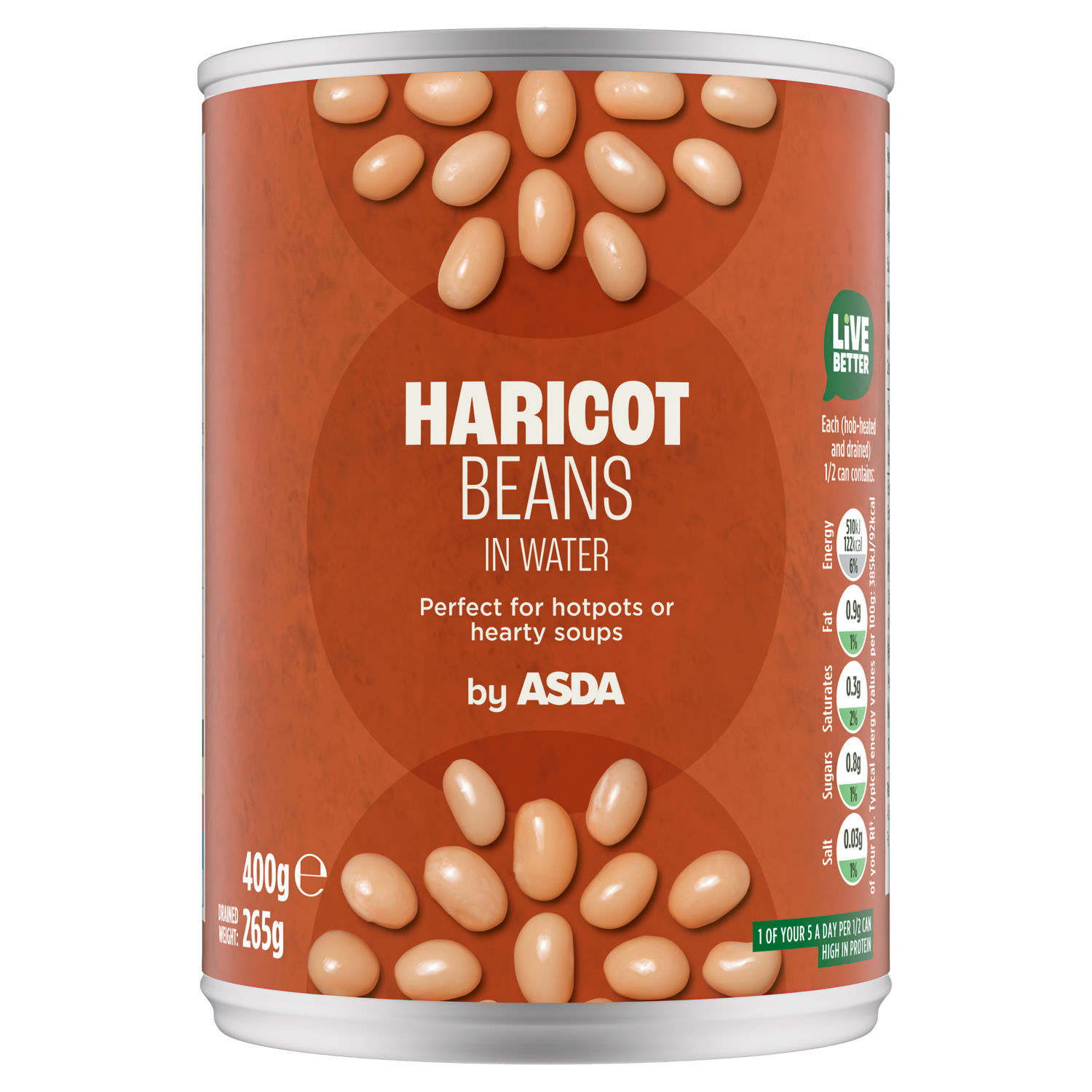 ASDA Haricot Beans in Water Canned Beans 400g