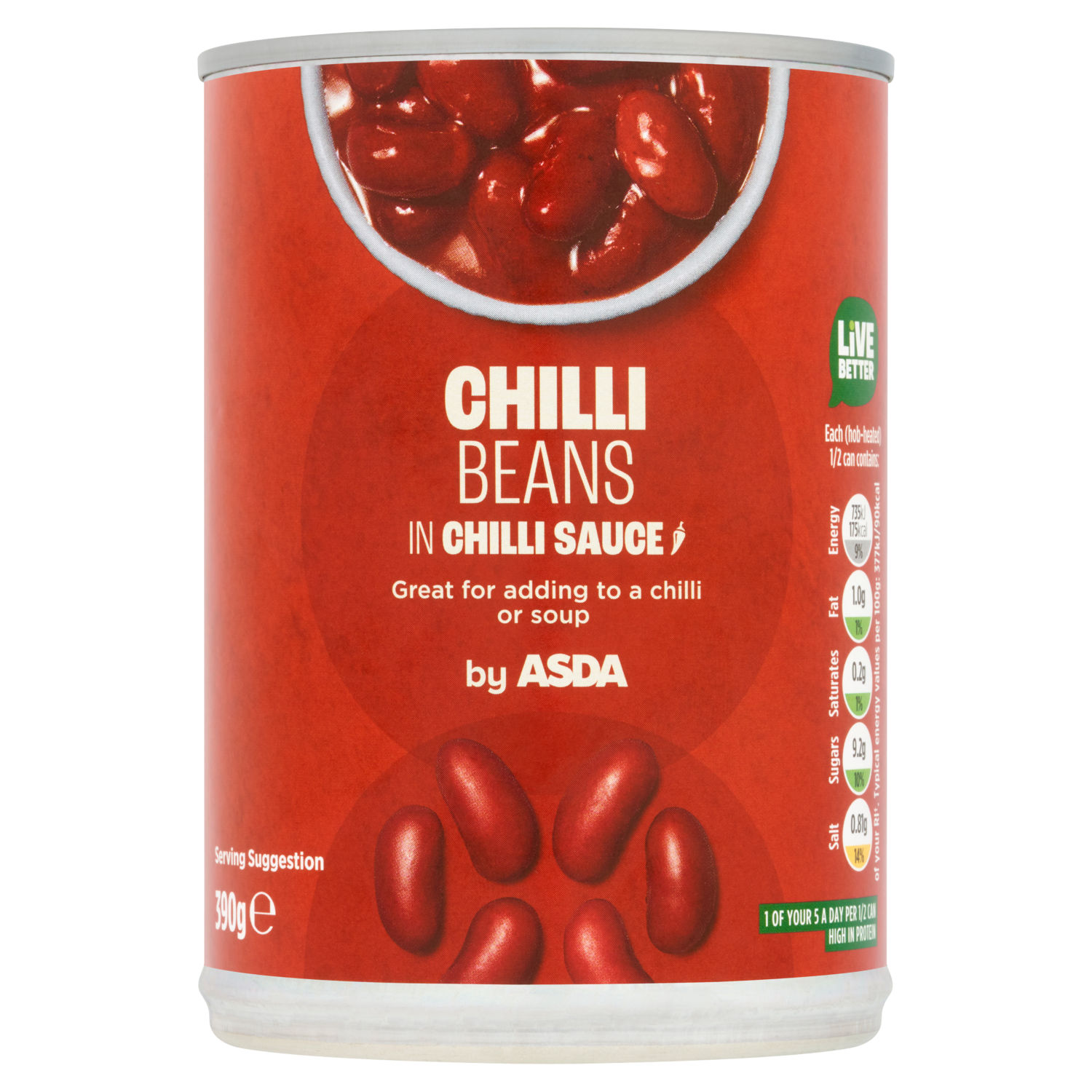 ASDA Chilli Beans in Chilli Sauce Canned Beans 390g