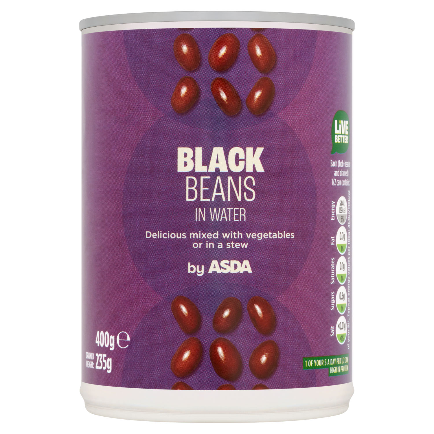 ASDA Black Beans in Water 400g Can